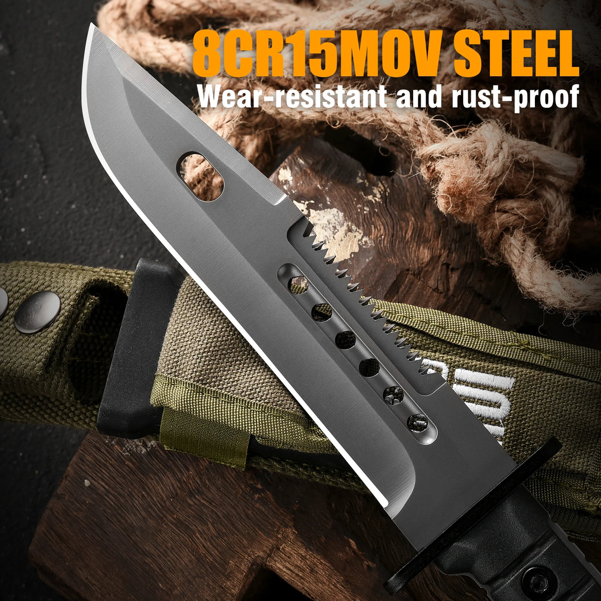 Gdekls Stainless Steel Outdoor Fixed Blade Survival Camping Knife