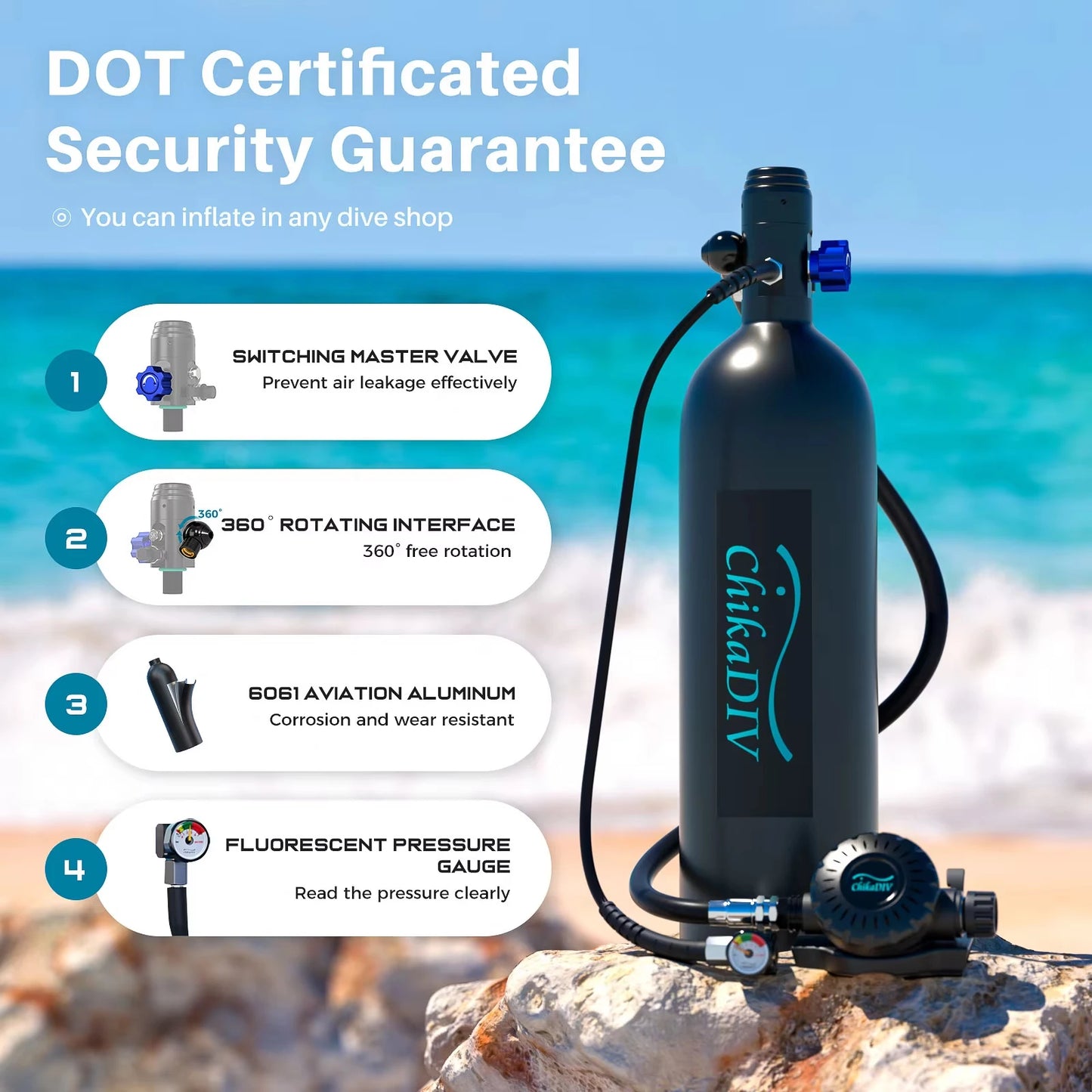 ChikaDIV Portable Mini Scuba Tank Backup Dive Cylinder