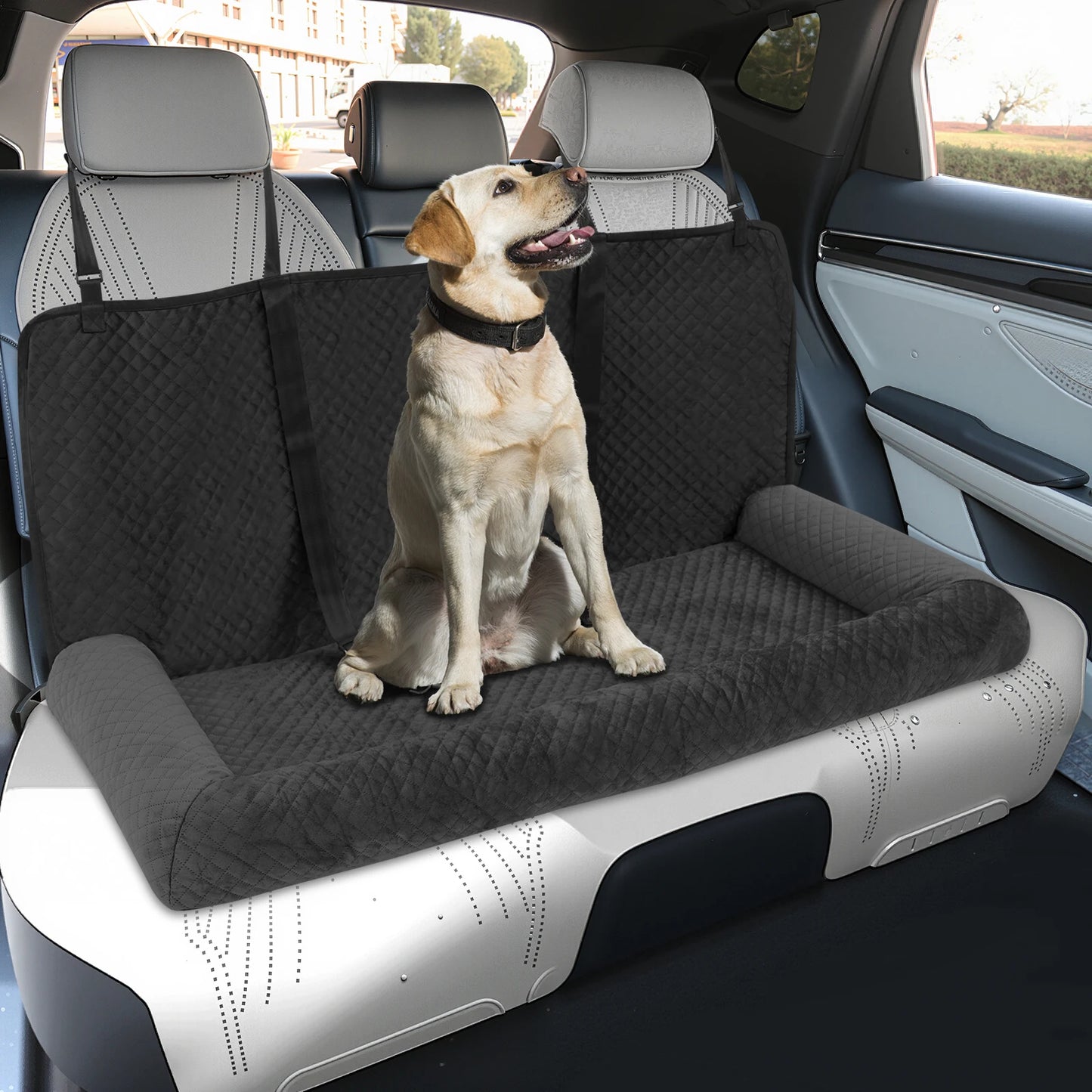 Bymaocar Dog Car Travel Seat With Safety Tethers For Pets