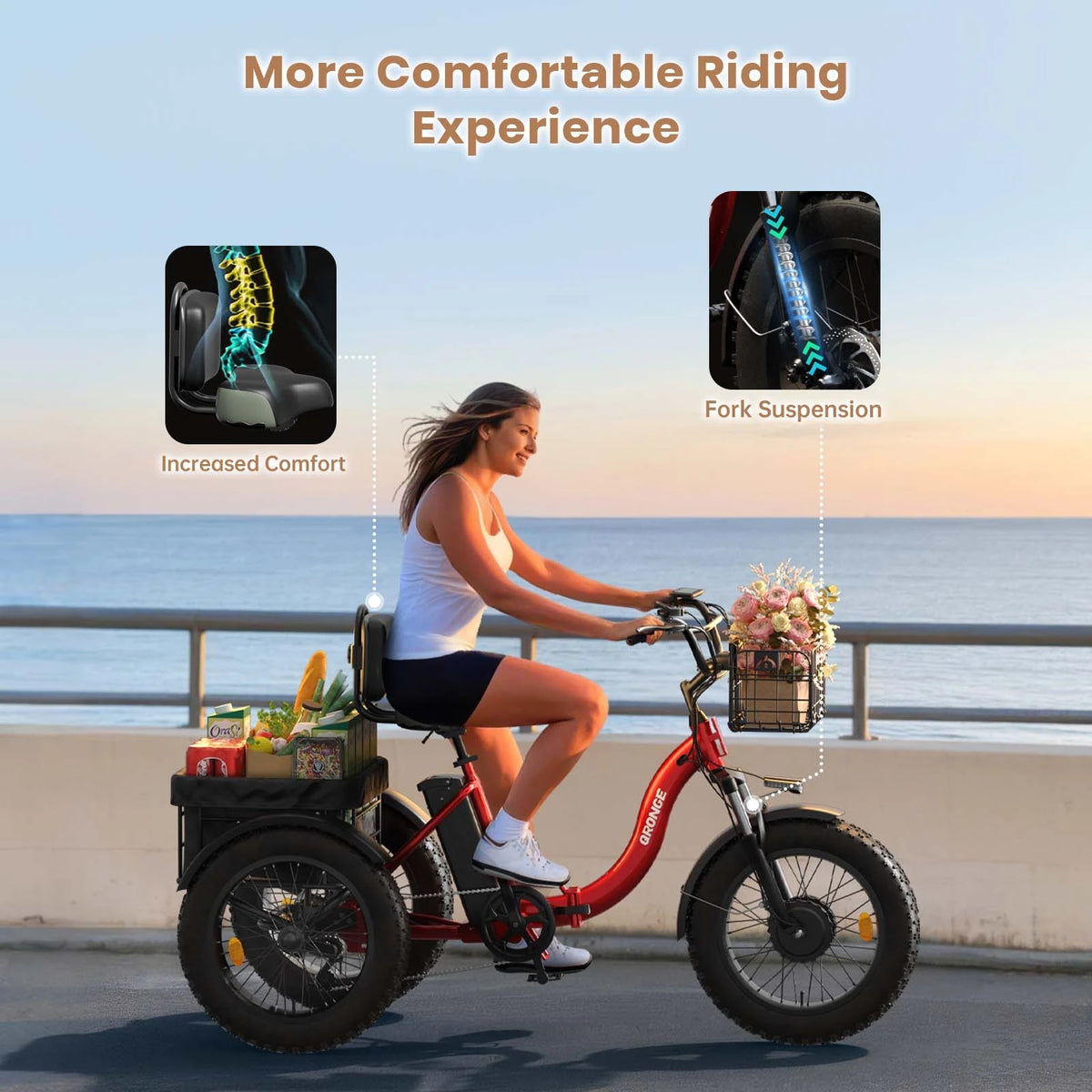 Qronge Adult Electric Tricycle With Extended Range And Power