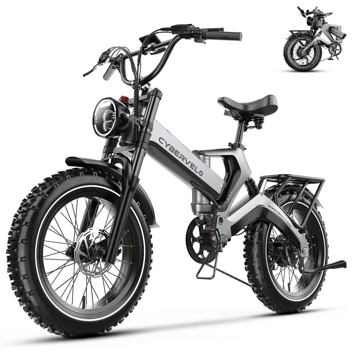 Cybervelo 2000W Foldable Fat Tire Electric Bike With 48V Battery