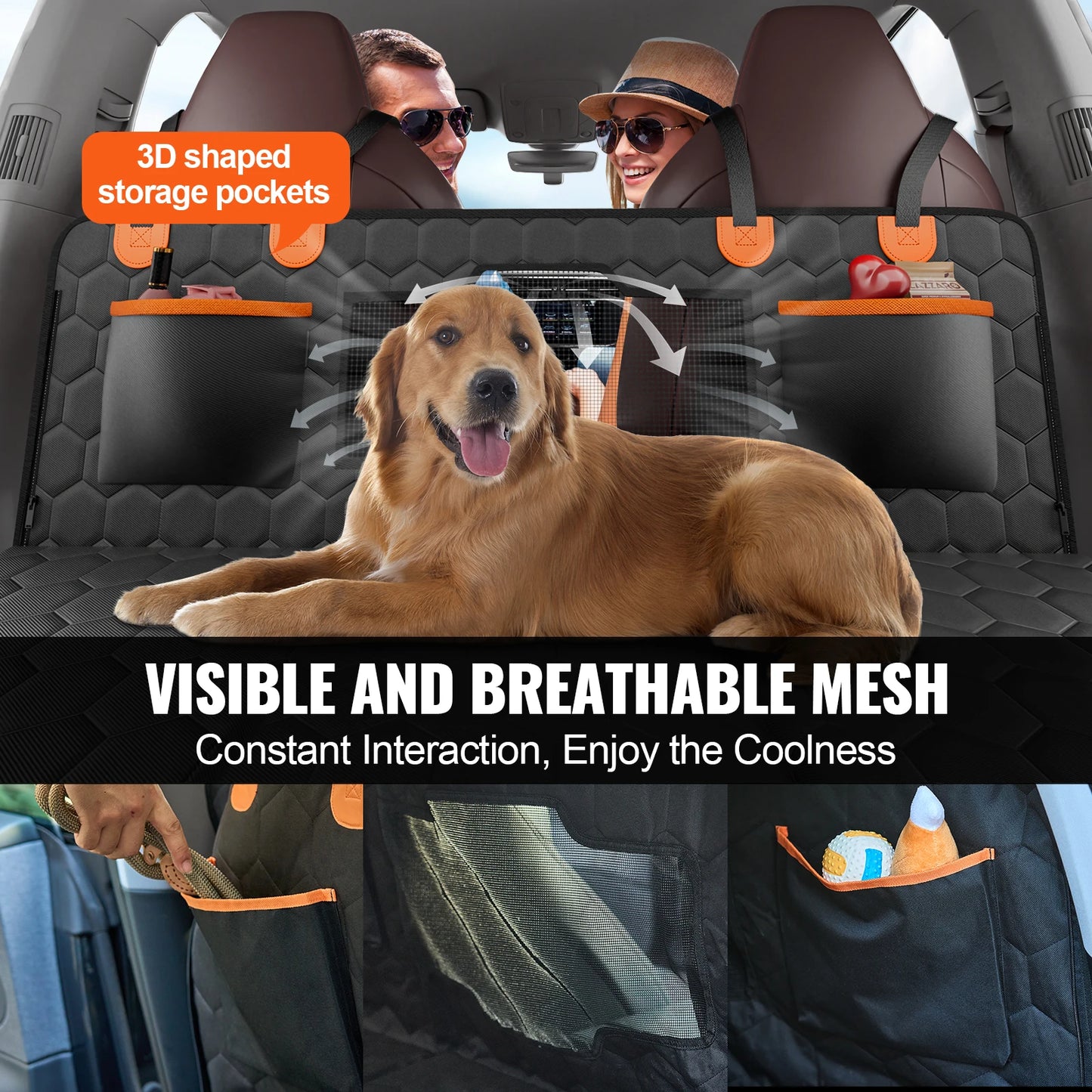 SucceBuy Dog Back Seat Extender With Mesh Window And Storage