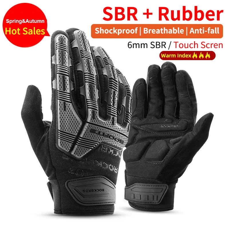 ROCKBROS Full Finger Gel Cycling Gloves Breathable Shockproof Grip