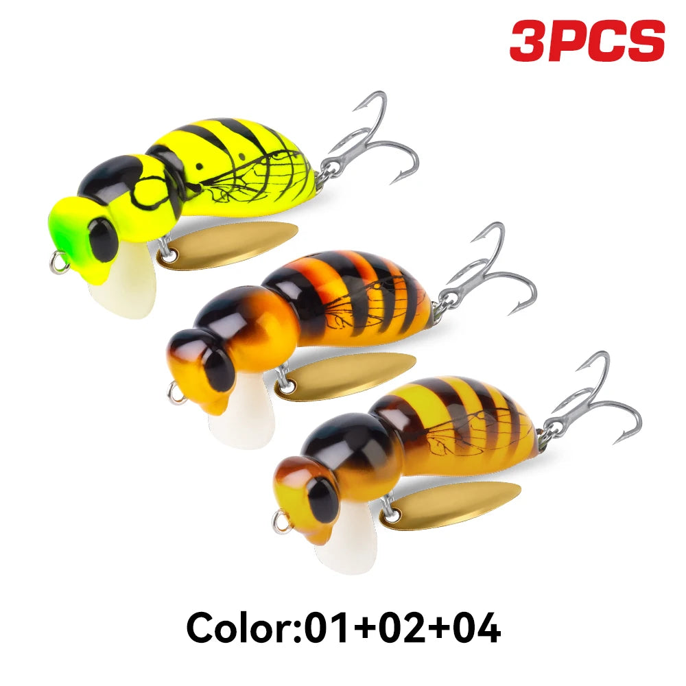 Kingdom Floating Wasp Minnow Fishing Lure With Spinner Hook
