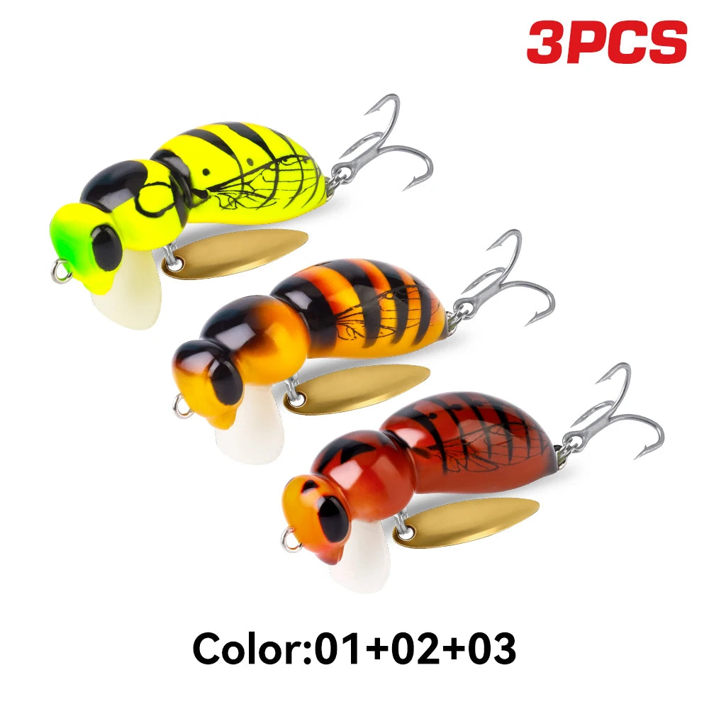 Kingdom Floating Wasp Minnow Fishing Lure With Spinner Hook