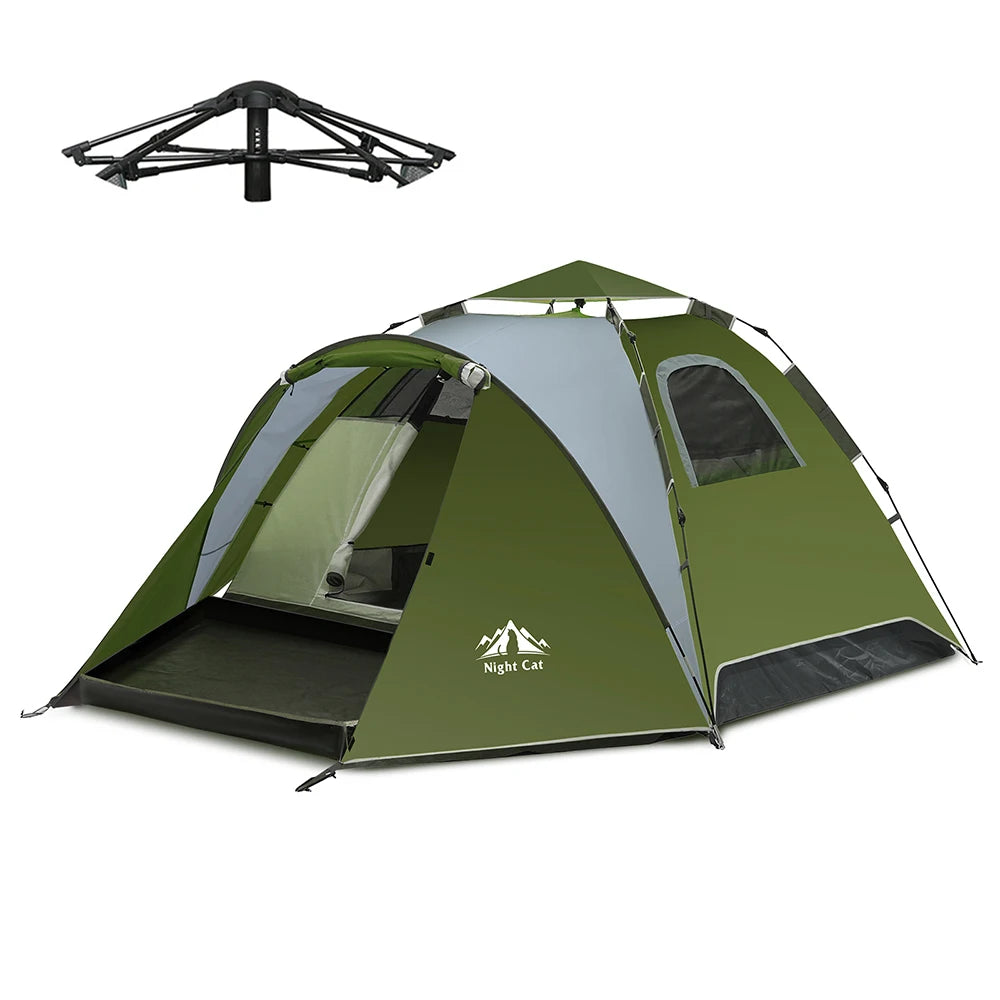Night Cat Instant Hydraulic Camping Tent Double Layer Waterproof