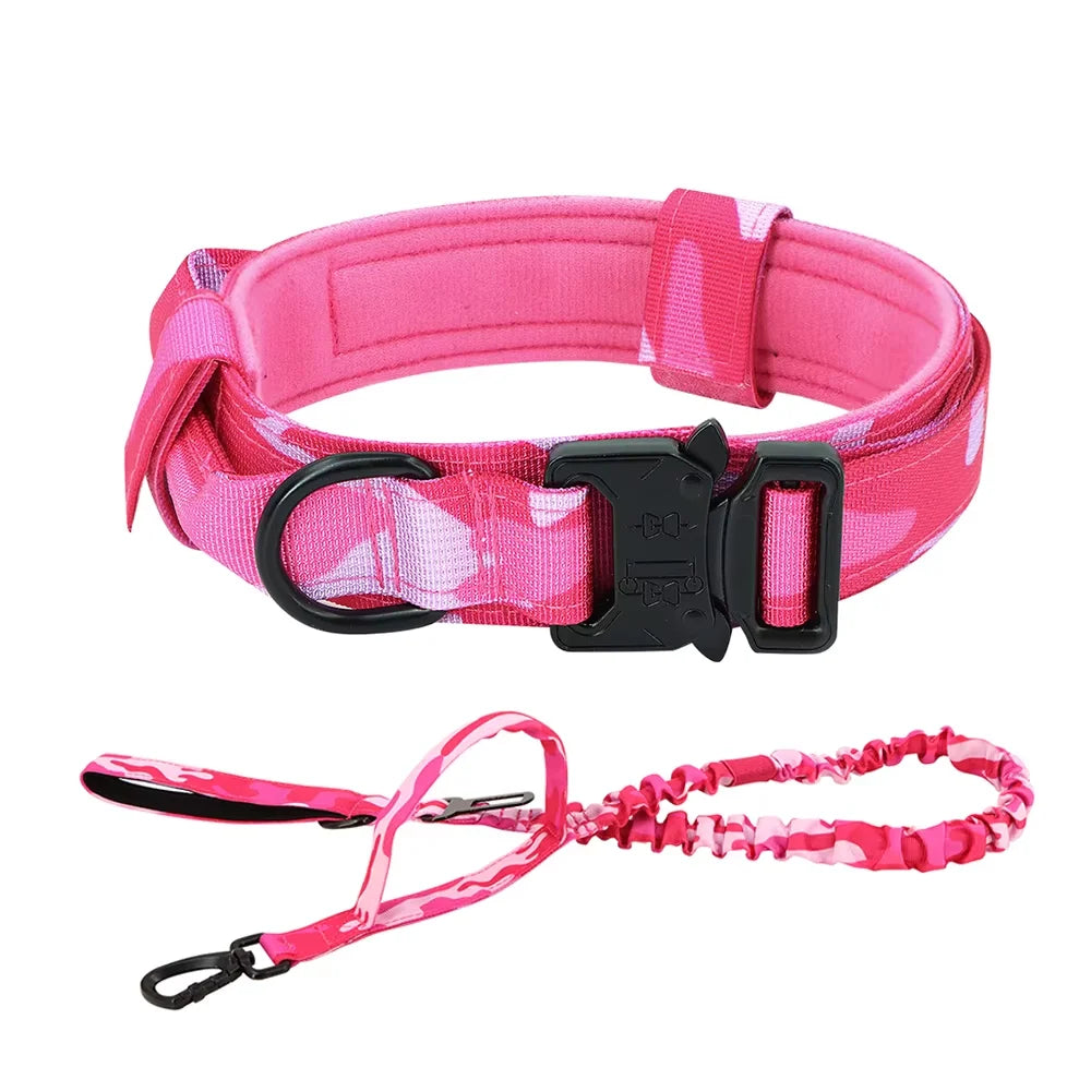Adjustable Nylon Tactical Dog Collar And Leash With Quick Release