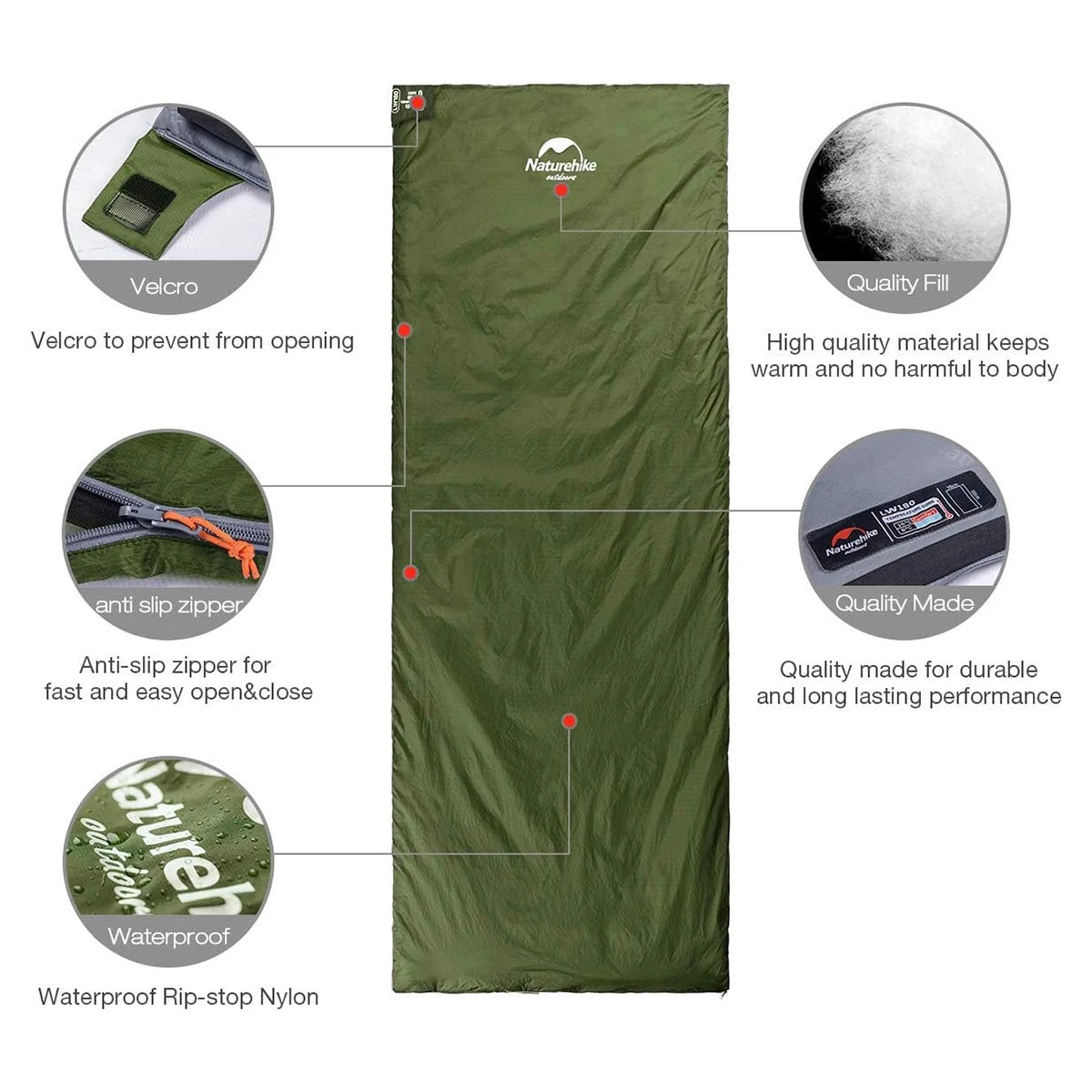 Naturehike Ultralight Envelope Sleeping Bag Portable Waterproof Camping