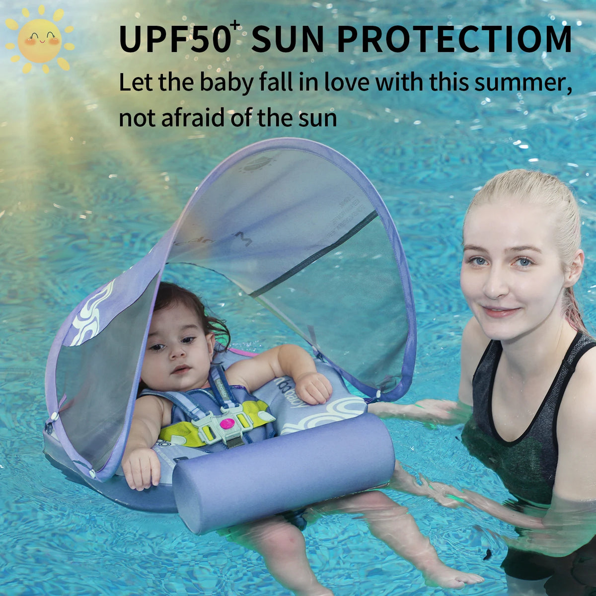 Mambobaby Baby Float Canopy Swimming Ring Infant Pool Toy