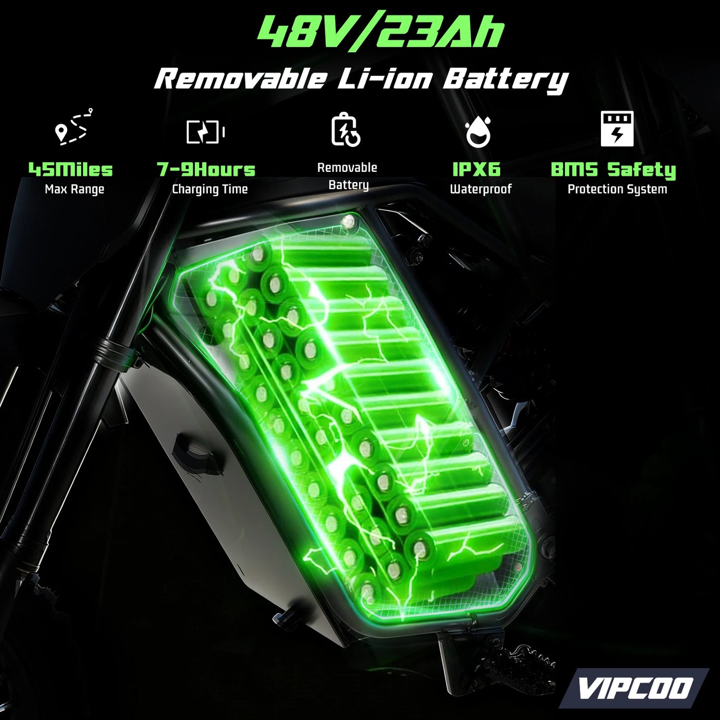 VIPCOO 3500W Electric Dirt Bike With Reliable Off Road Tires