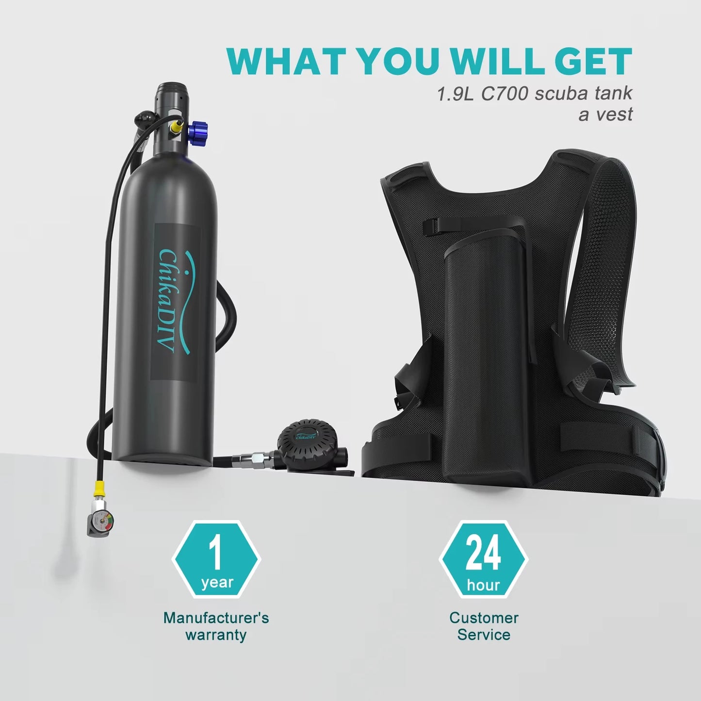 ChikaDIV Portable Mini Scuba Tank Backup Dive Cylinder