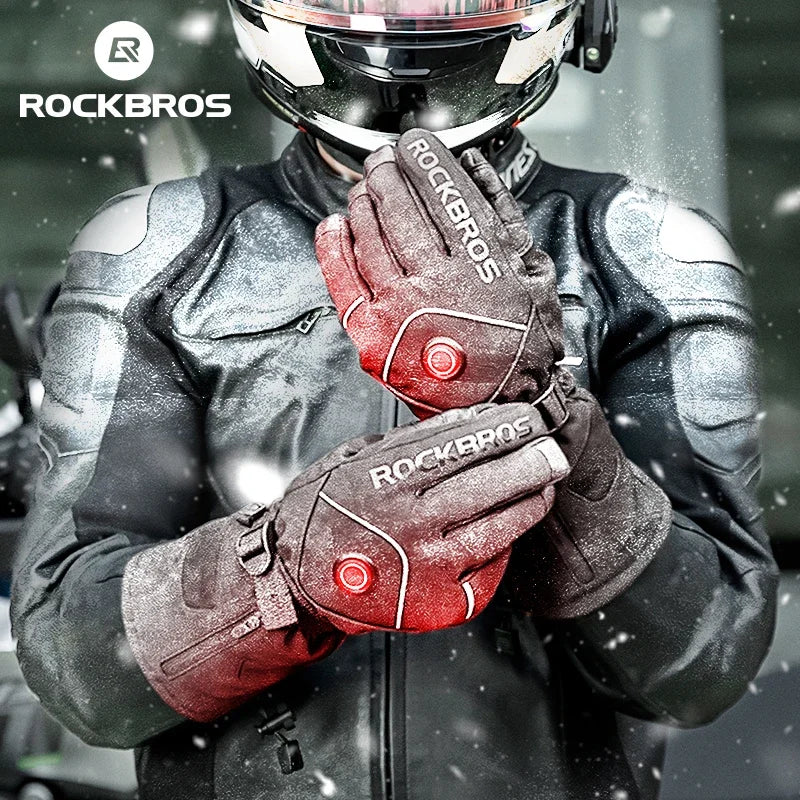 Rockbros Heated Winter Gloves With Touchscreen And Waterproof Design