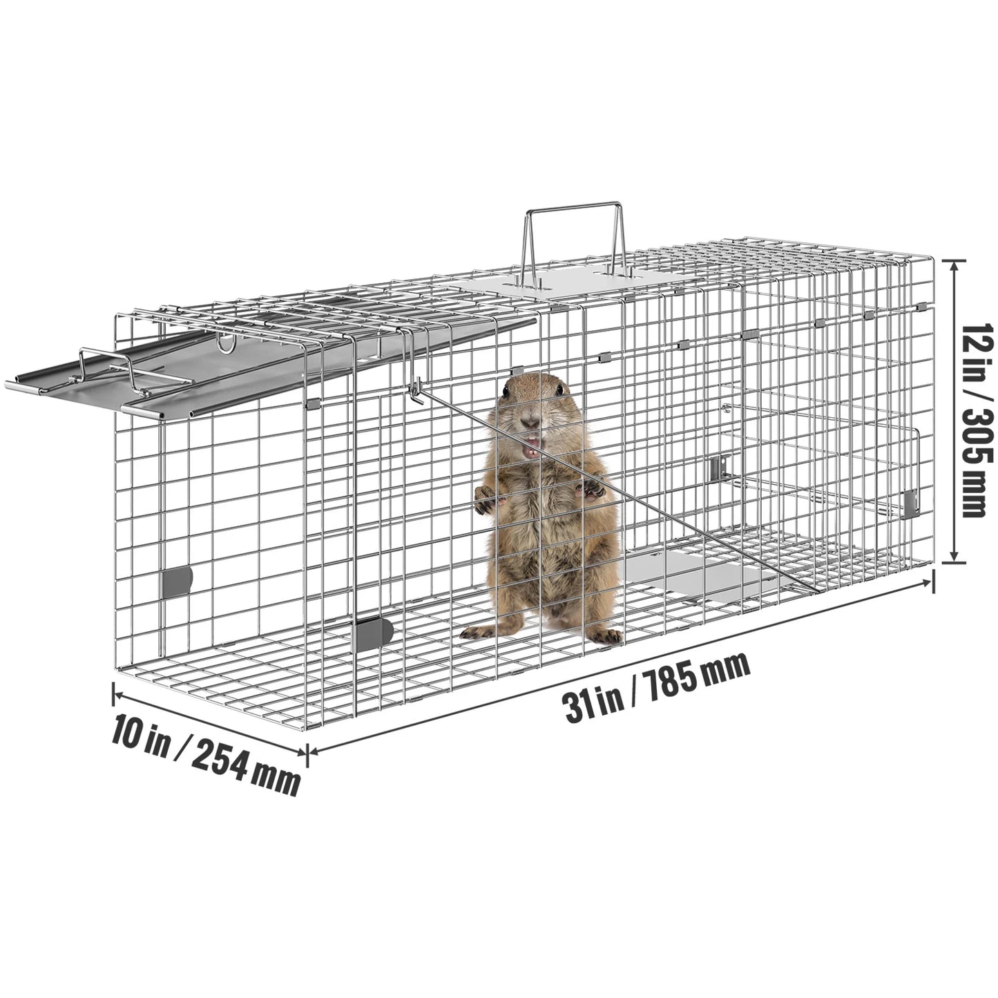 SucceBuy Galvanized Iron Humane Live Animal Cage Trap