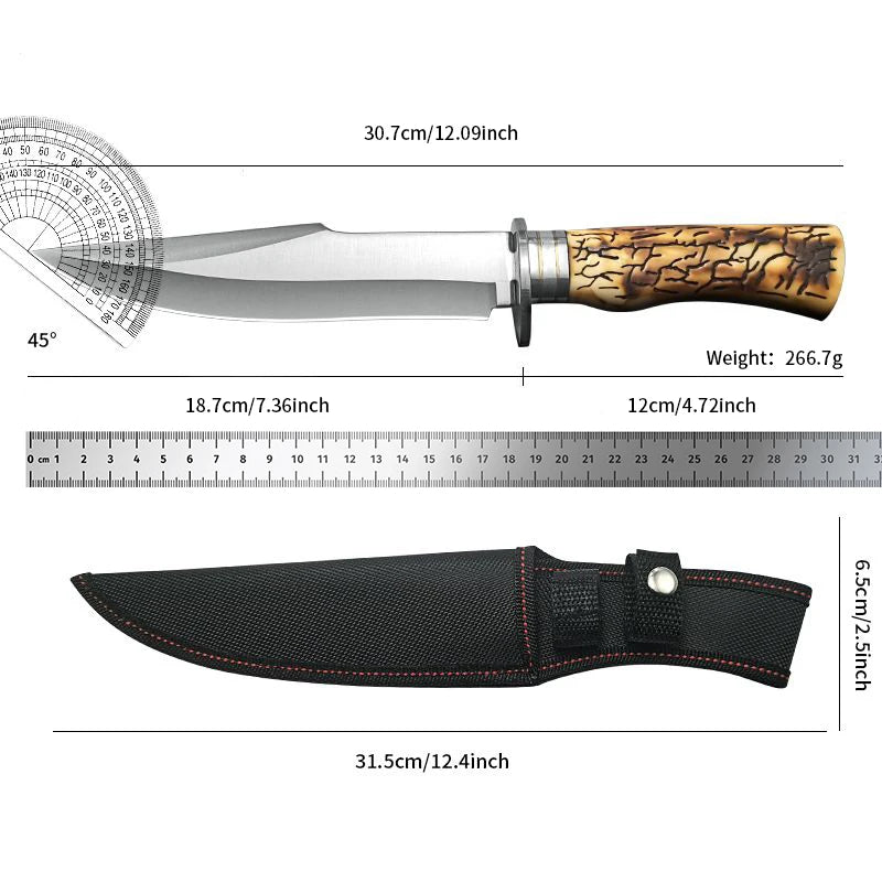 Gdekls Stainless Steel Survival Knife With Durable Sheath For Camping