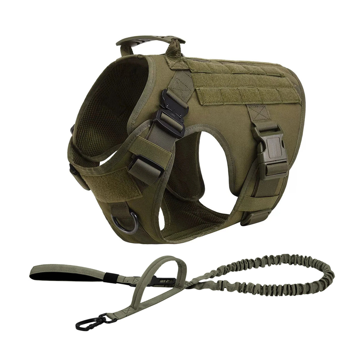 Padded Tactical Dog Harness With Quick Release Molle Pockets