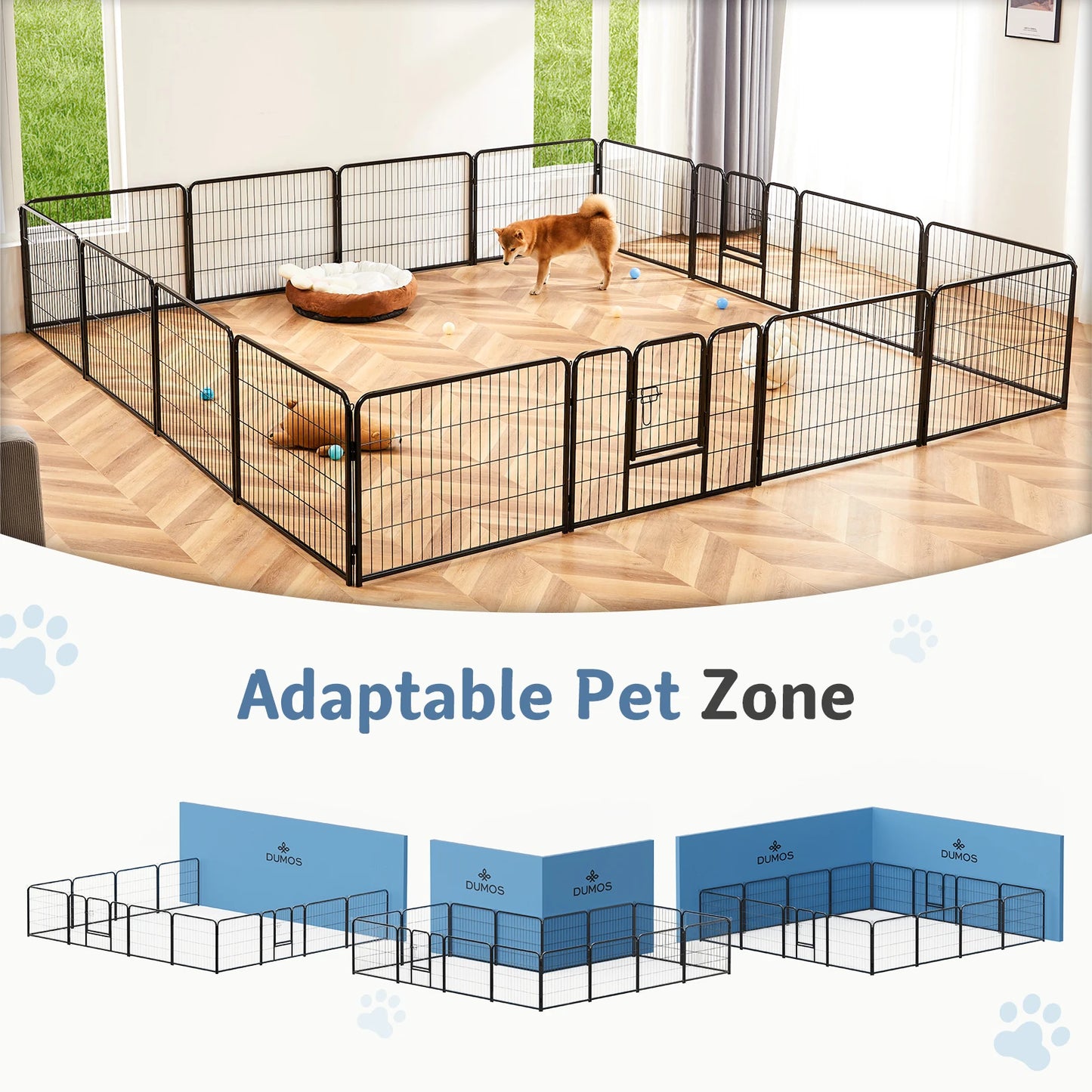 JHK Foldable Metal Dog Playpen And Sturdy Pet Fence