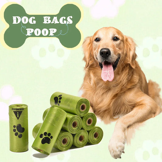 10 Extra Thick Leakproof Dog Poop Bags Paw Print Design