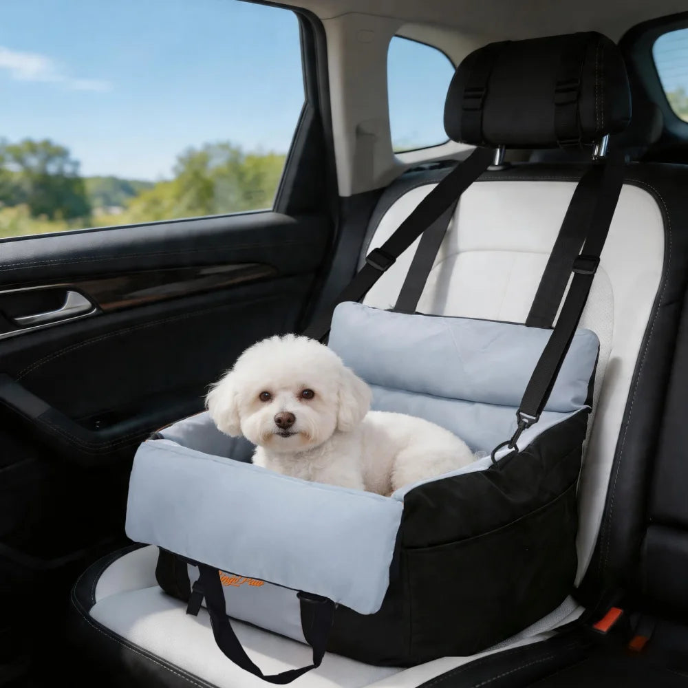 BORWART Dog Car Seat With Safety Belt And Storage Pocket
