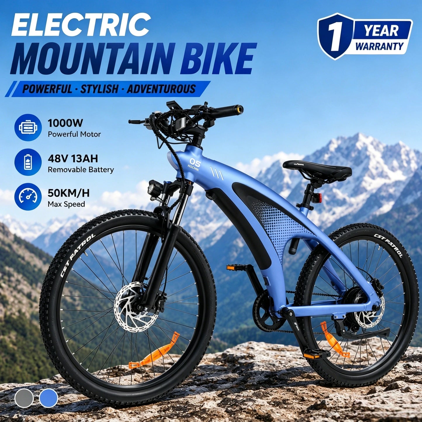 Huanci Q5 Aluminum Electric Bike 1000W 48V 13Ah Motor