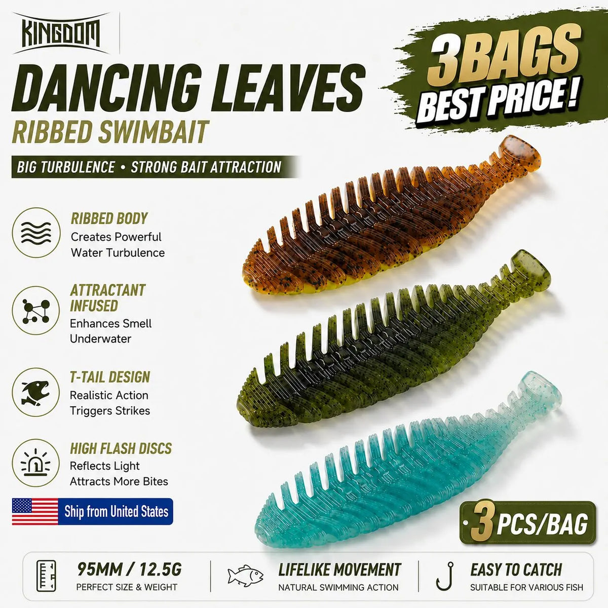 Kingdom Scented Soft T Tail Vibe Swimbait Fishing Lure