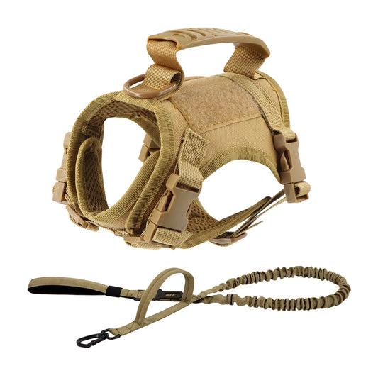 Adjustable Padded Tactical Pet Harness With Leash Set For Puppies