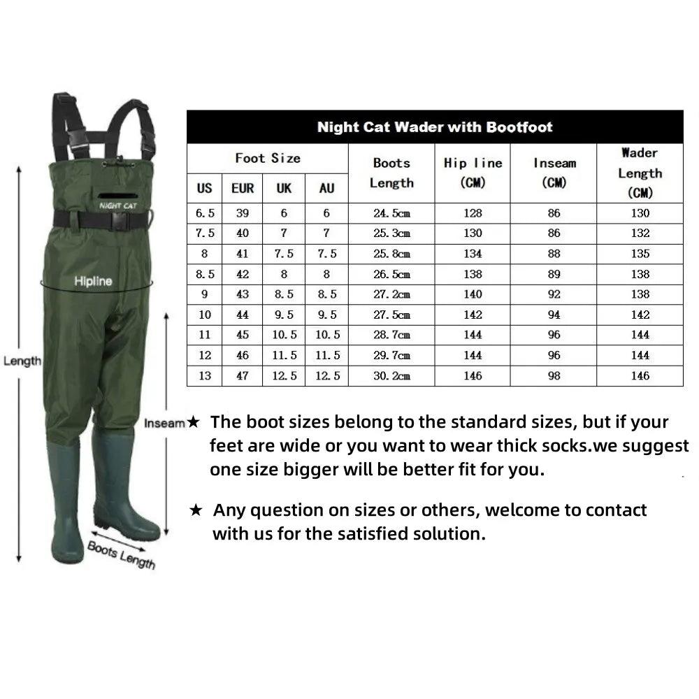 Night Cat Waterproof Chest Waders With Boots For Fishing