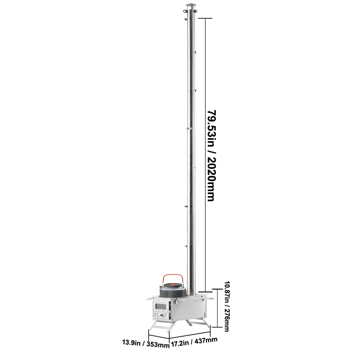 Portable Stainless Steel Camping Wood Stove With Chimney