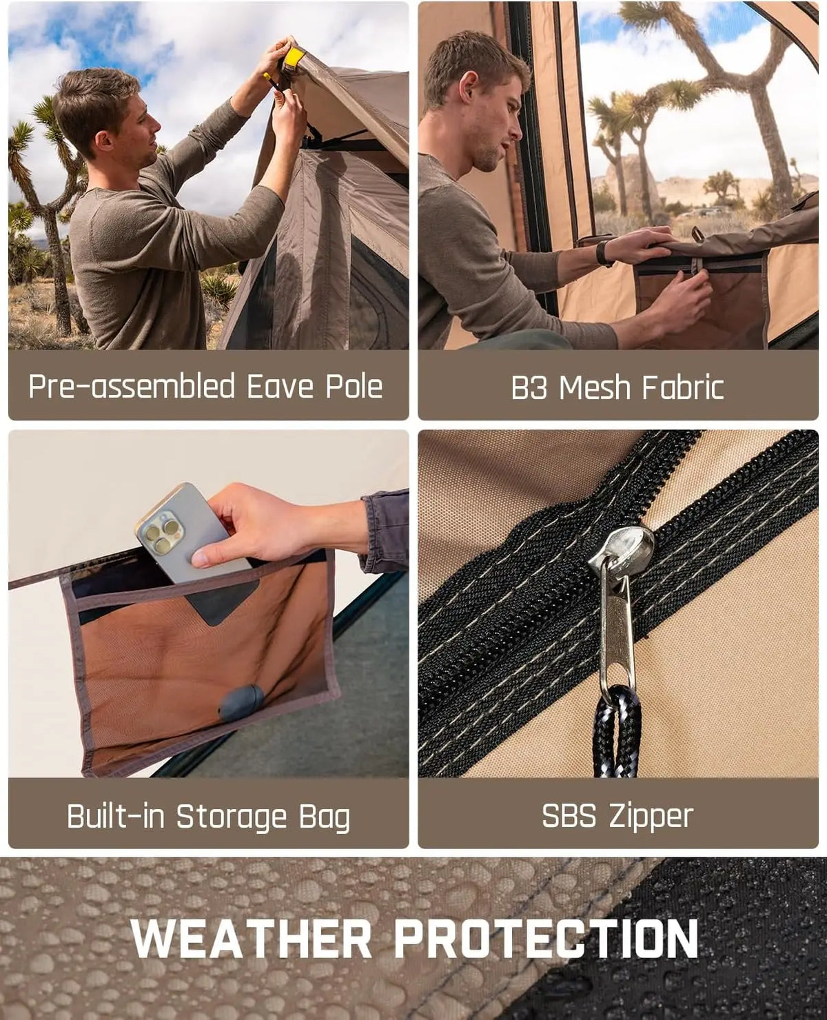 60 Second Instant Pop Up Camping Tent With Windproof Rainfly