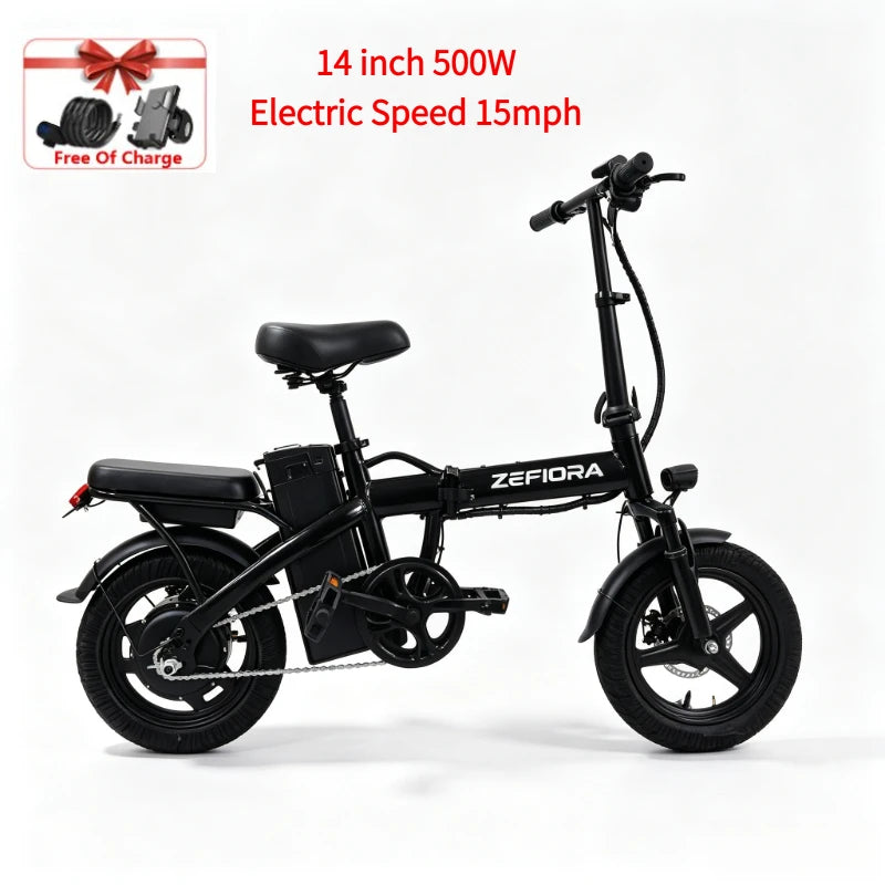 Zefiora 500W Urban Electric Bike Safe Commuter Compact Design