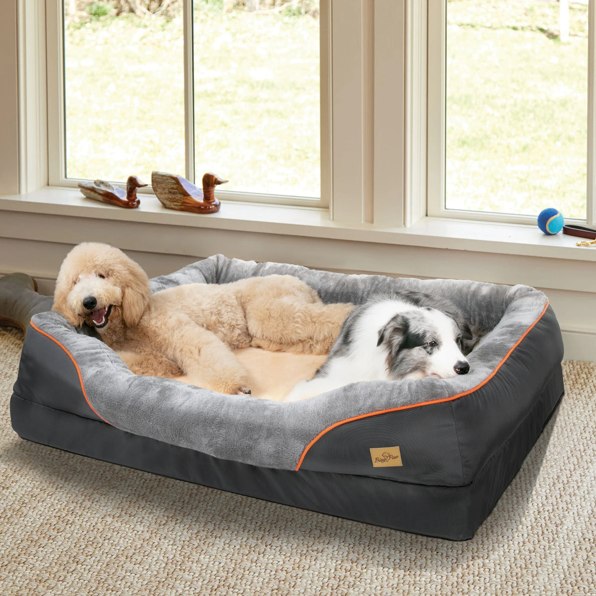 BINGOPAW Soft Fleece Dog Bed With Removable Washable Waterproof Cover