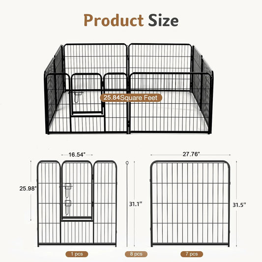 JHK Metal 8 Panel Dog Playpen Foldable Pet Exercise Fence