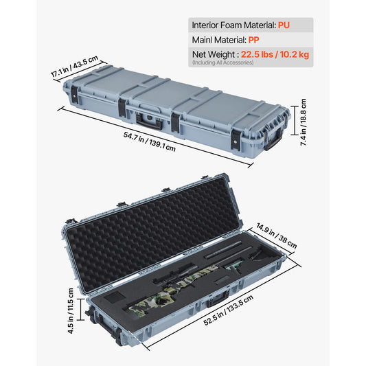 SucceBuy Hard Lockable Rifle Case With Wheels And Custom Foam Pads