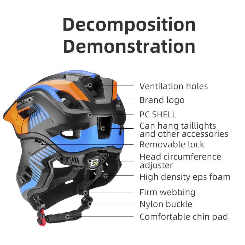 ROCKBROS Kids Full Face Cycling Helmet Safety Protection