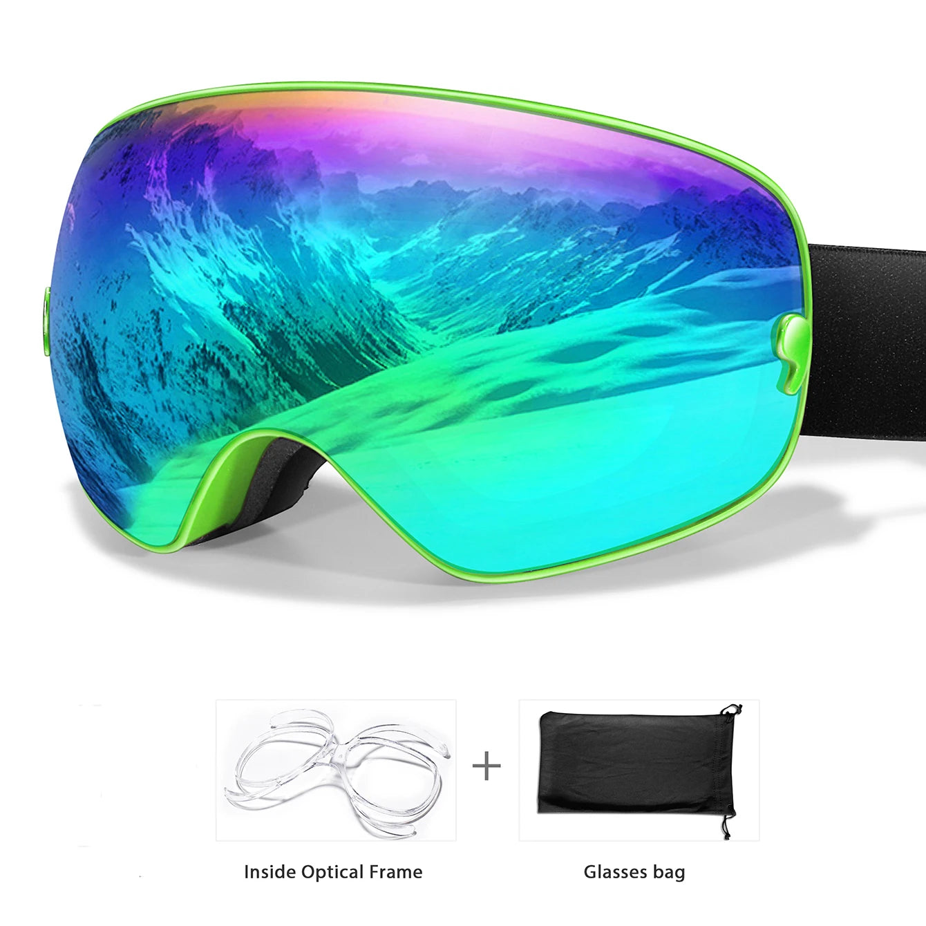 UV400 Antifog Ski Goggles Polycarbonate Lens For Outdoor Sports