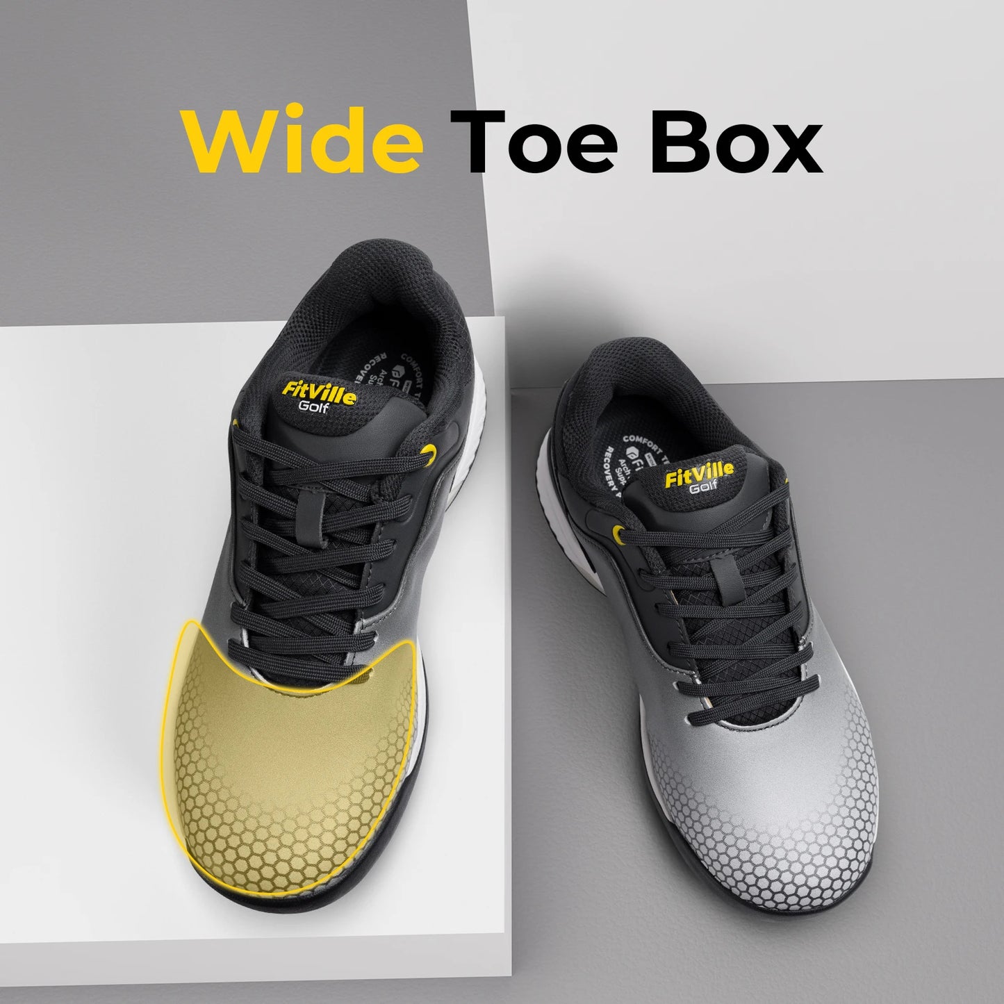 FitVille Men Wide Comfortable Golf And Pickleball Walking Shoes