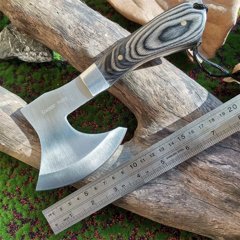Doom Blade Stainless Steel Wood Handle Survival Camping Axe