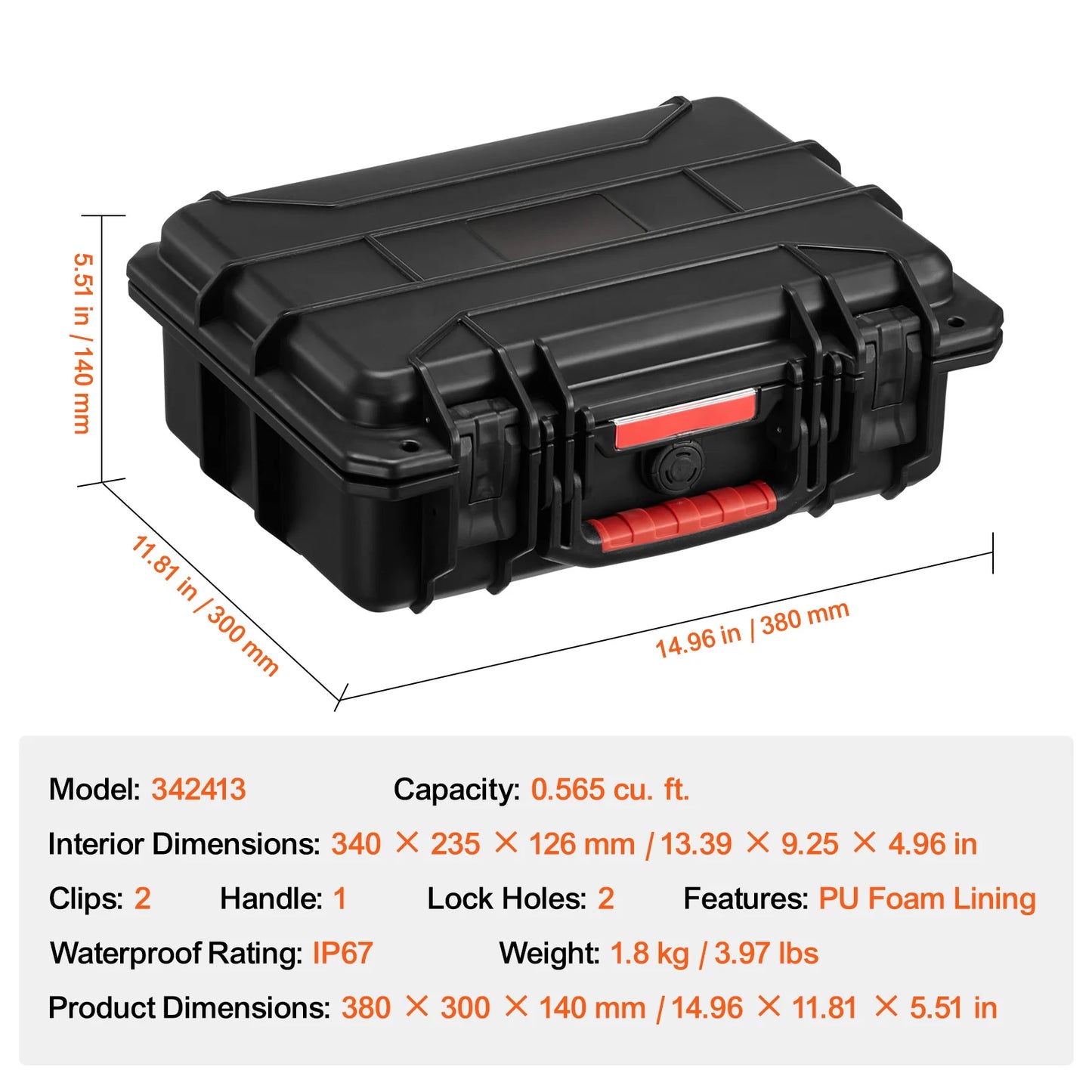 SucceBuy IP67 Waterproof Hard Case With Precut Foam And Handles