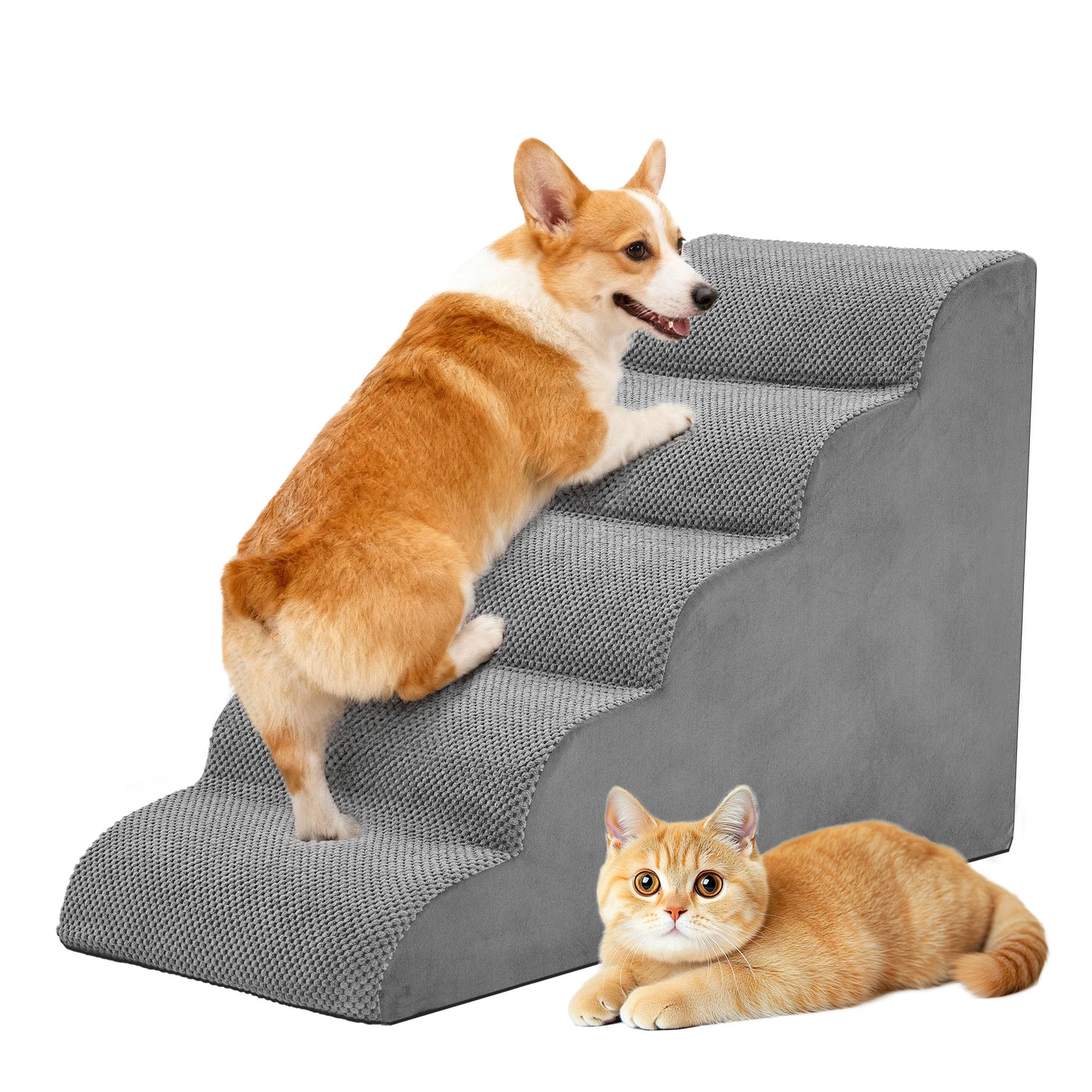Curved Foam Dog Stairs With Non Slip Platform For Pets