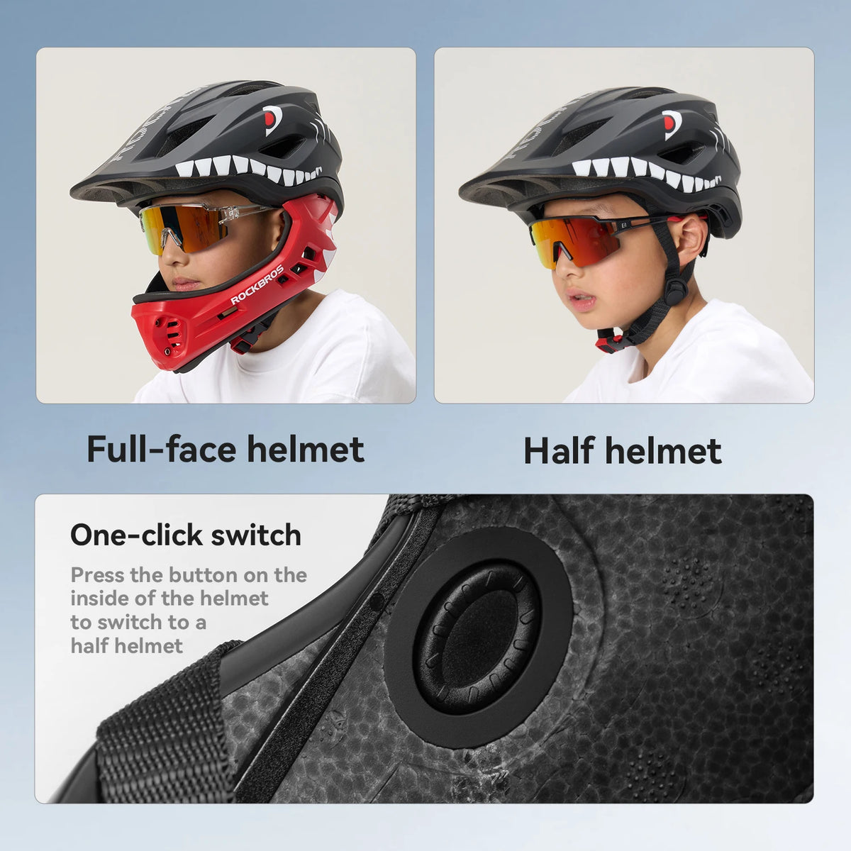ROCKBROS Kids Full Face Cycling Helmet Safety Protection