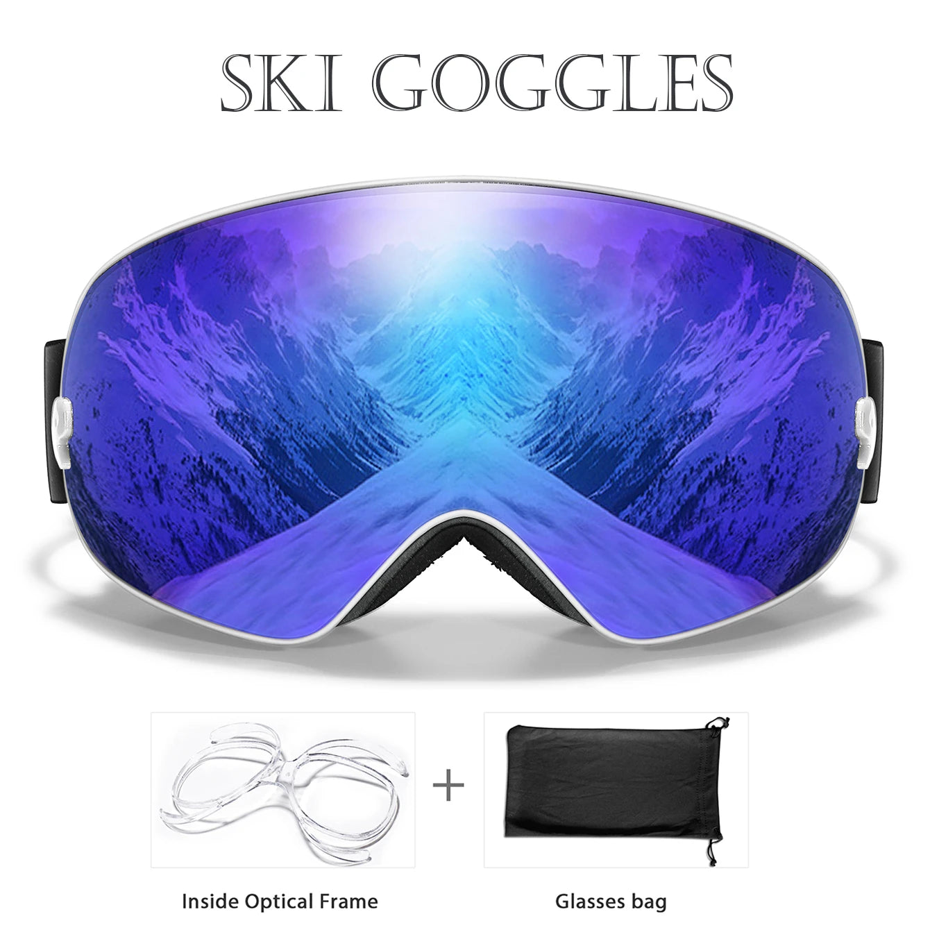 UV400 Antifog Ski Goggles Polycarbonate Lens For Outdoor Sports
