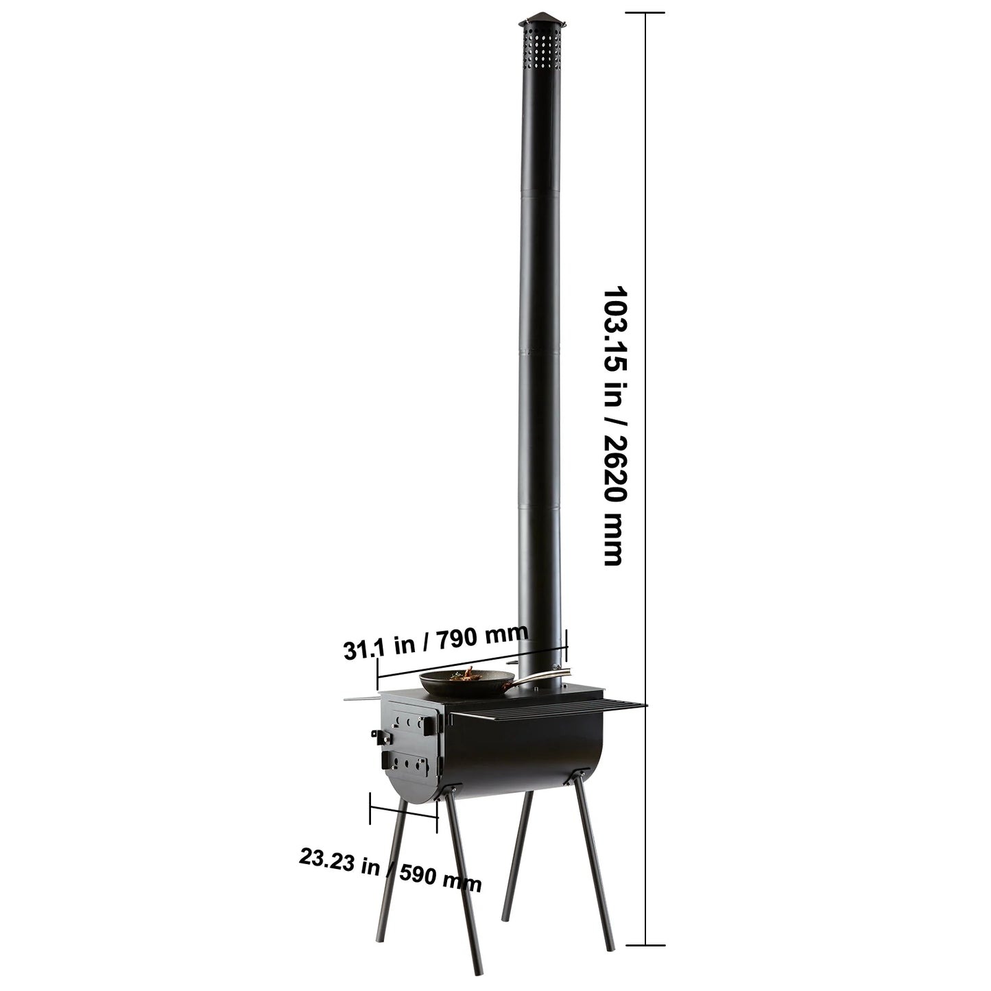 SucceBuy Portable Wood Stove With Chimney Pipe For Camping