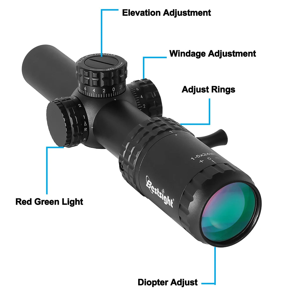 Bestsight 1-5x Tactical Riflescope With Red Green Illuminated Reticle
