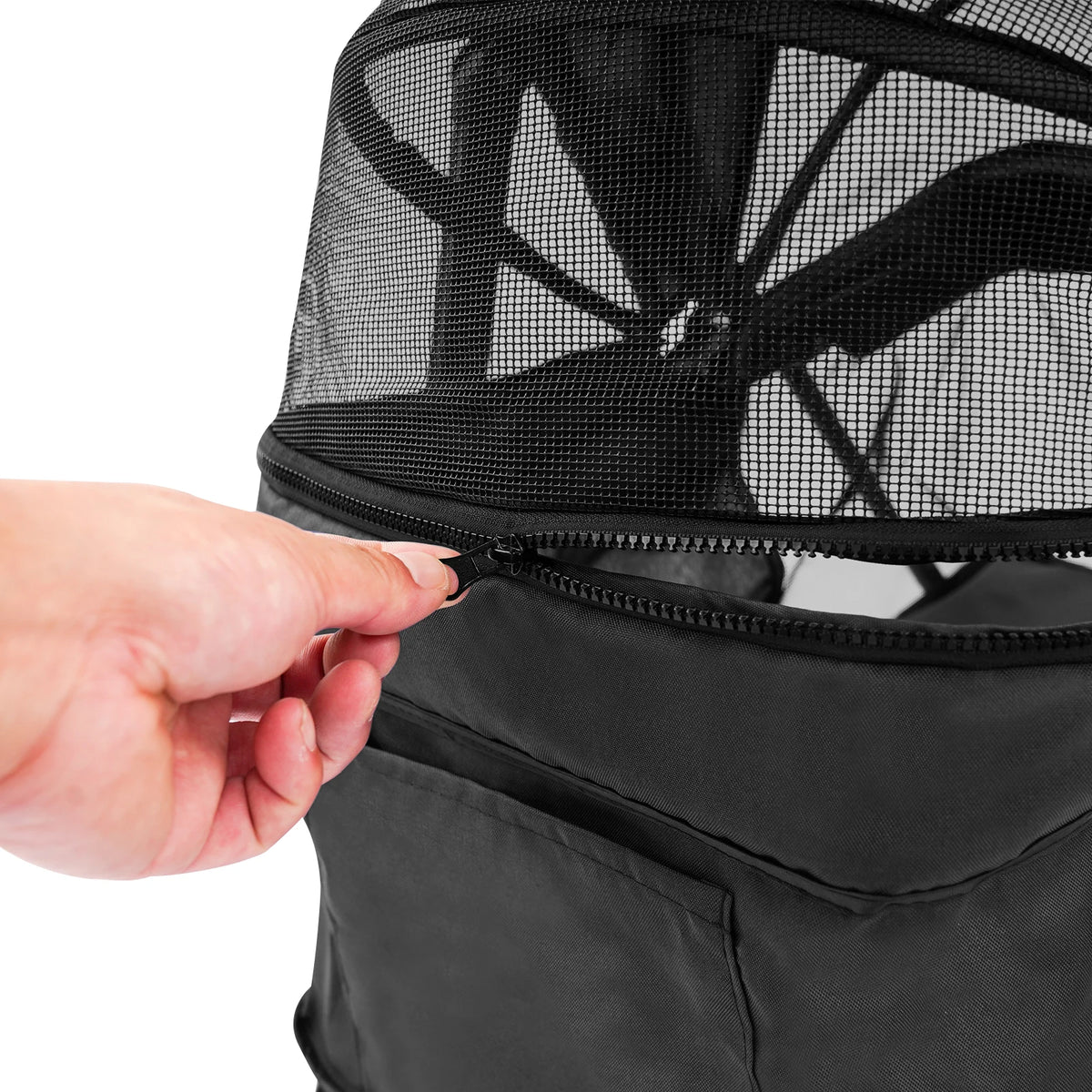 Foldable Mesh Pet Stroller With Cup Holder And Ergonomic Grip