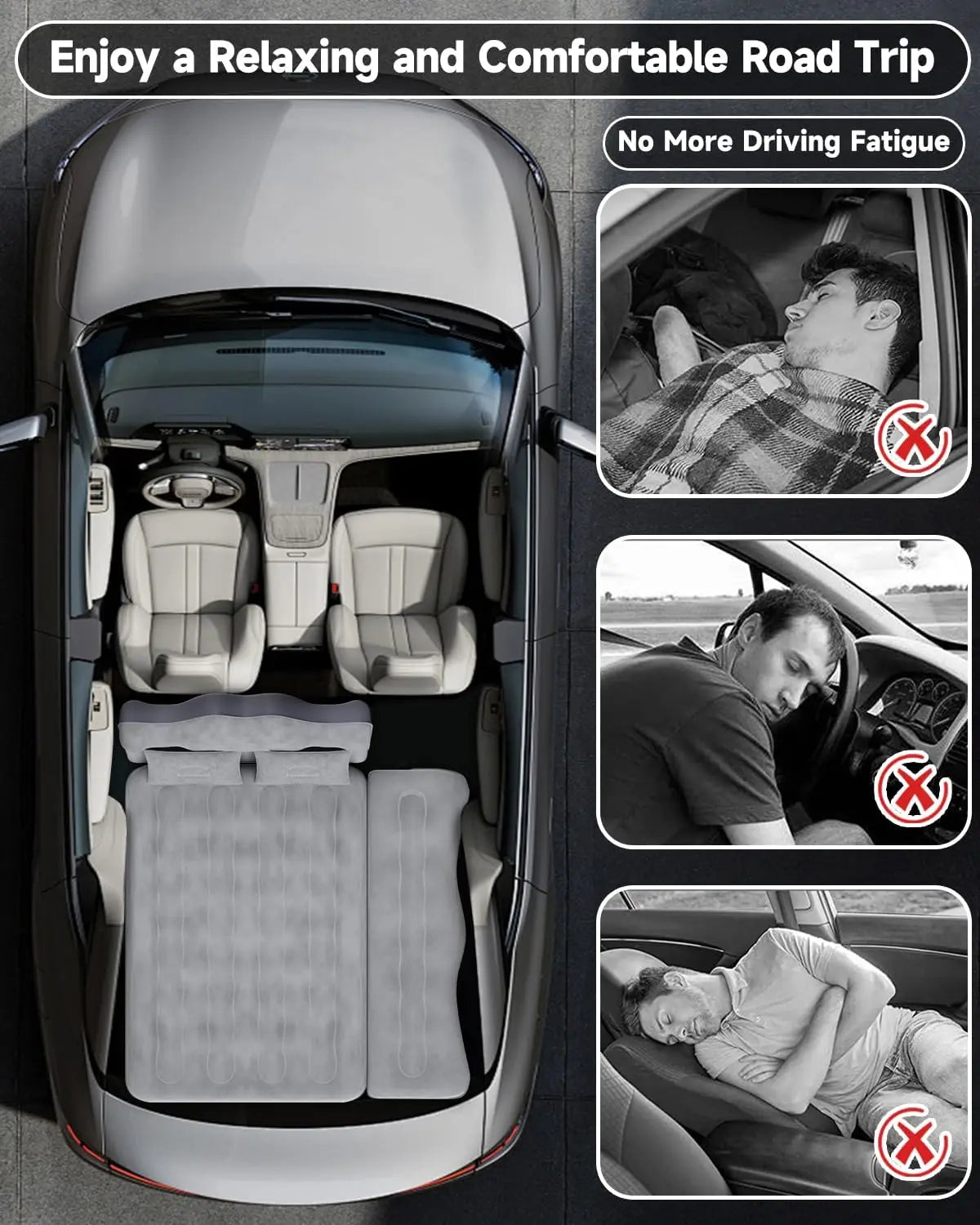 Umbrauto Inflatable Car Air Mattress For SUV Travel Camping Bed