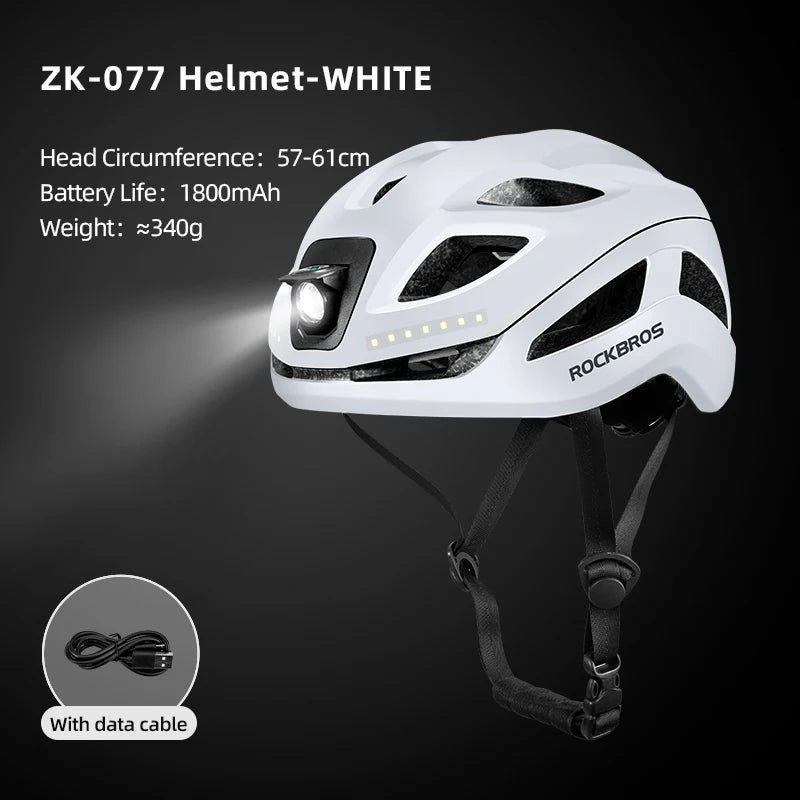 ROCKBROS LED Cycling Helmet With Front Light Type C Charging
