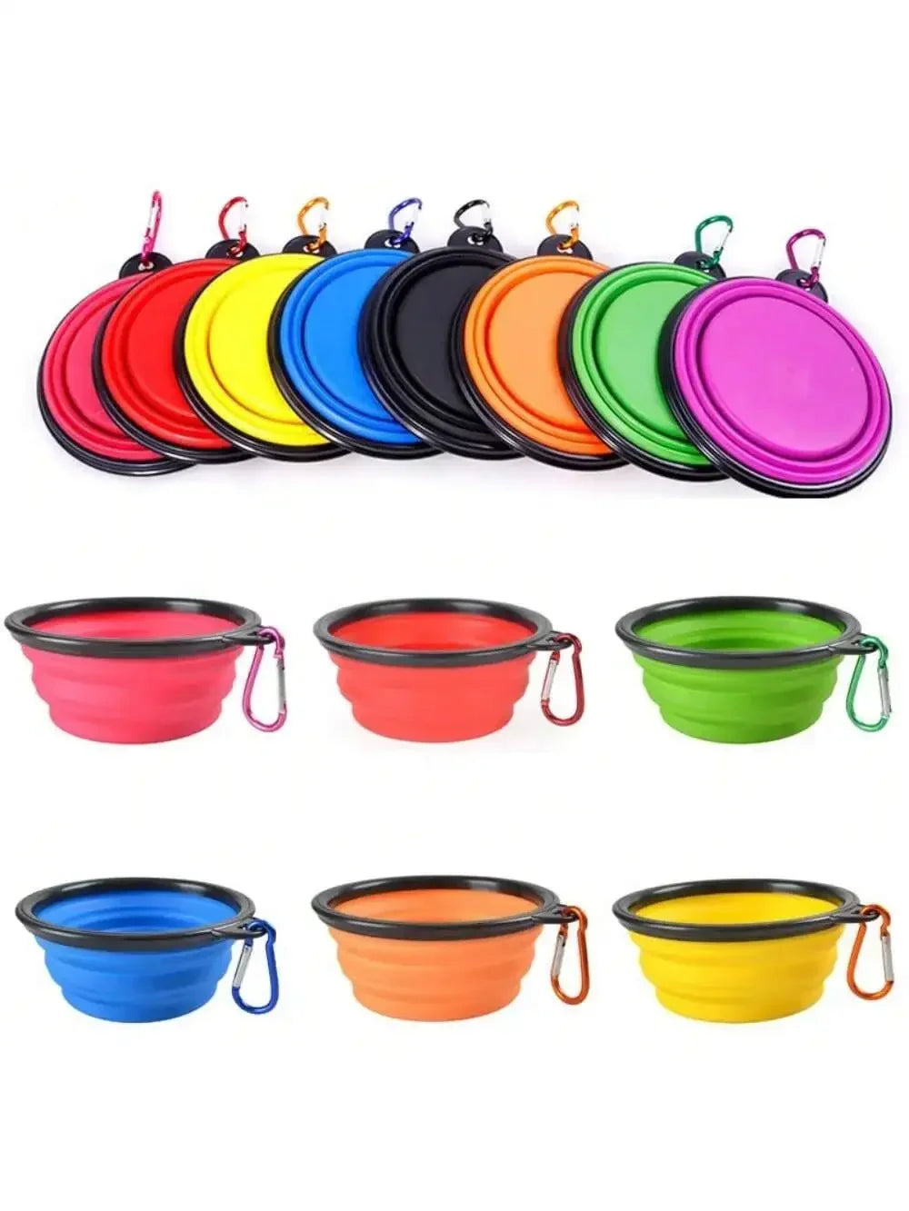 Folding Portable Pet Bowl And Food Dispenser With Carabiner