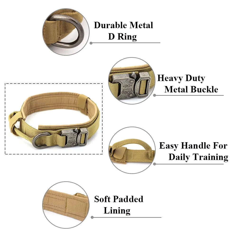 Adjustable Nylon Tactical Dog Collar And Leash With Quick Release
