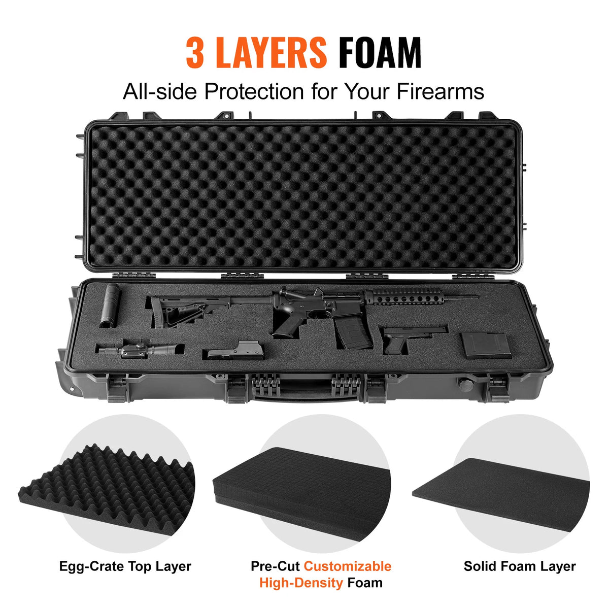 SucceBuy Shockproof Waterproof Rifle Hard Case With Wheels