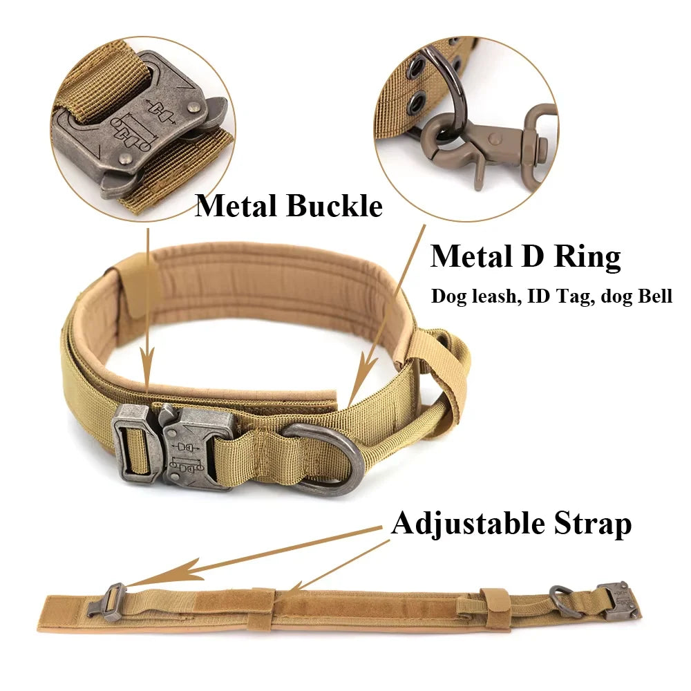 Adjustable Nylon Tactical Dog Collar And Leash With Quick Release