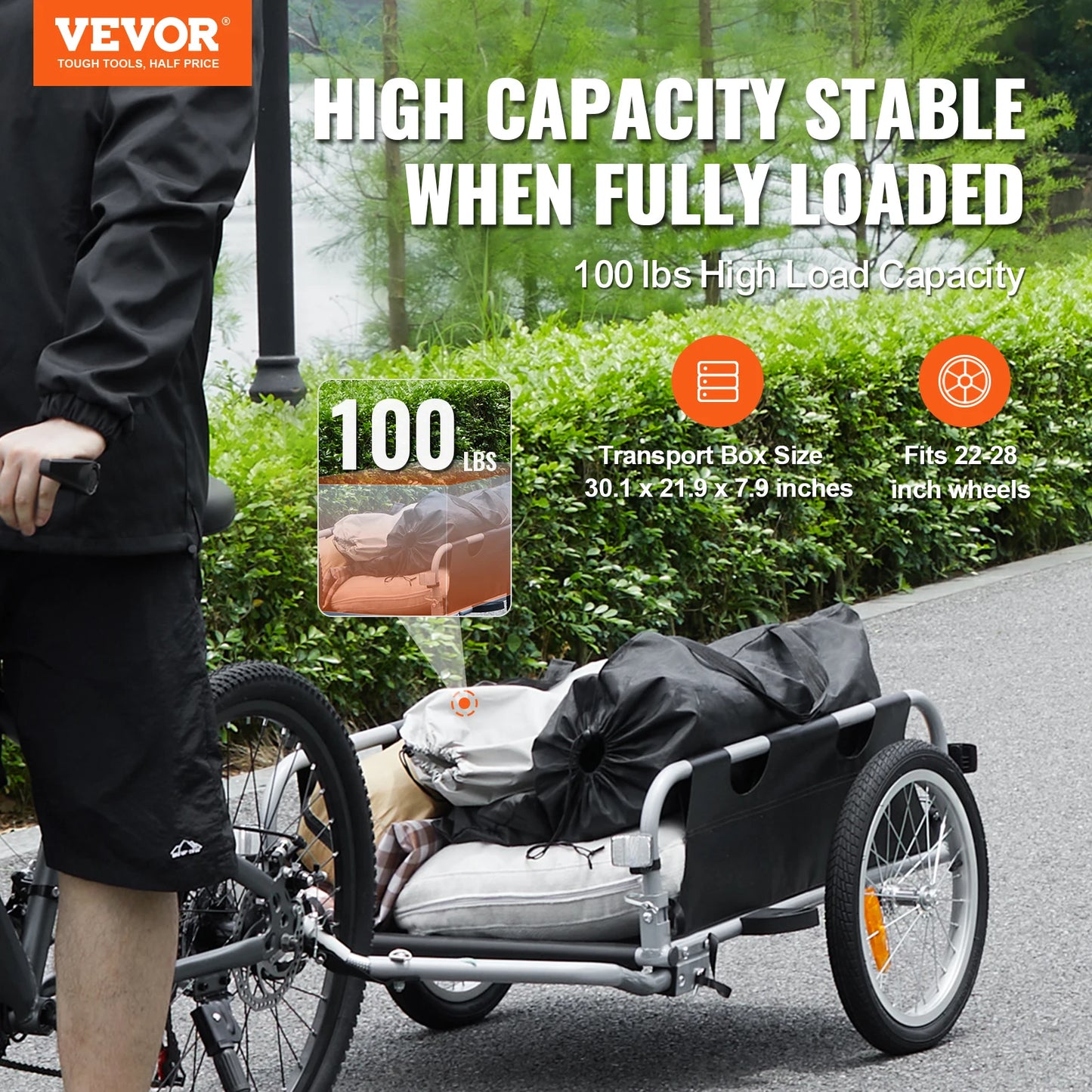 Foldable Aluminum Bike Cargo Trailer With Rear Axle Mount